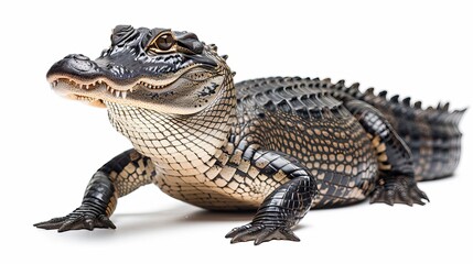 Naklejka premium American Alligator in front of a white background 