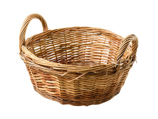 Obraz premium Round Wicker Basket with Handles