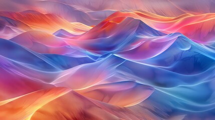 Obraz premium Fantastic desert with whimsical dunes, abstract and minimal design, bright and saturated colors, panoramic close-up view, enchanting and vibrant