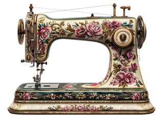Vintage Sewing Machine with Intricate Floral Designs