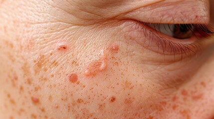 Fototapeta premium Close-Up of Elderly Skin Showcasing Reduced Spider Veins After Laser Treatment for Dermatology