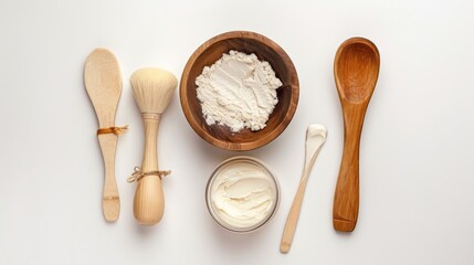 Massage tools for the face cream on a plain white background