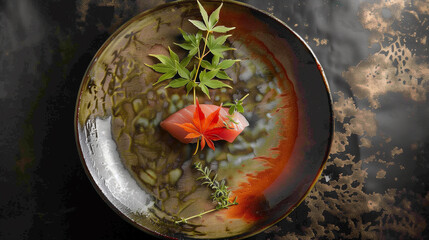 紅葉🍁を添えたマグロの寿司🍣
Tuna sushi with autumn leaves