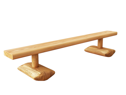 Minimalist  wooden seesaw isolated on transparent