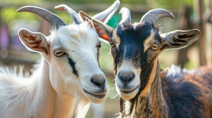 Playful Goats During Feeding Time