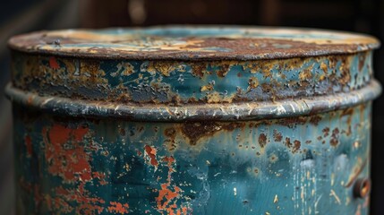 Fototapeta premium Detail of the top of a vintage metal paint thinner container Idea for construction and home improvement projects