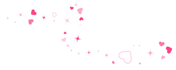 Pink hearts and stars particle simple decoration. Vector illustration.