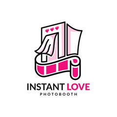 Minimalist Photo booth logo design with minimalist line art design concept.