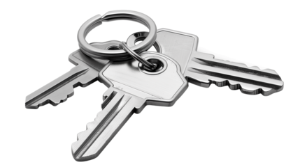 Set of Silver Keys with House-Shaped Keychain