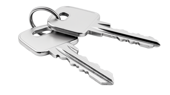 Set of Silver Keys with House-Shaped Keychain