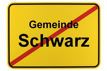 Illustration eines Ortsschildes der Gemeinde Schwarz in Mecklenburg-Vorpommern