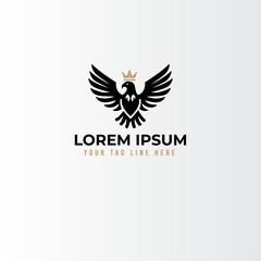 Majestic Raven Emblem with Royal Orb, Elegant Raven Logo with Golden Crown