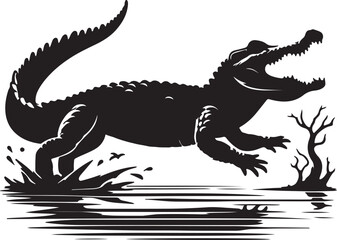 Crocodile silhouette vector illustration