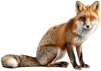Fototapeta premium red fox sitting on the ground looking at the camera