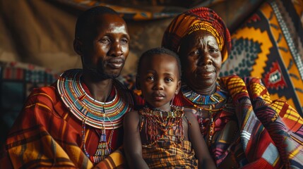an african family with a child