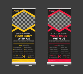 Fitness or gym centre roll up banner design