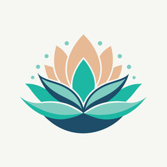 A clean, contemporary logo for a wellness center, featuring a stylized lotus flower in shades of blue, green, and peach, A clean, contemporary logo for a wellness center with a lotus flower symbol