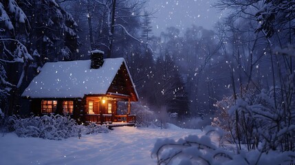 Rustic Cozy Cabin Nestled in the Woods Surrounded by Lush Greenery and Tranquility