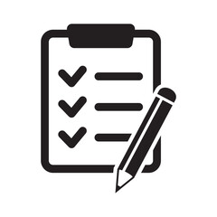 To do list icon. Clipboard with pencil vector icon. Black illustration isolated on white background for graphic and web design.