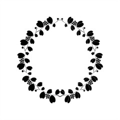 minimalist silhouette illustration and stamp of a sweetheart hoya plant as a round frame