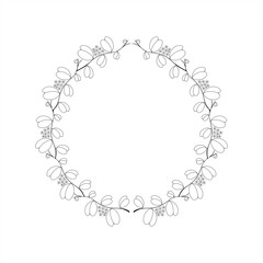 line art illustration of sweetheart Hoya plant as a round frame