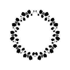 stamp silhouette illustration of sweetheart Hoya plant as a round frame