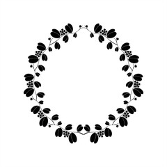 minimalist silhouette illustration of a sweetheart hoya plant as a round frame
