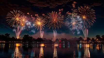 brilliant fireworks display with vibrant co lours light