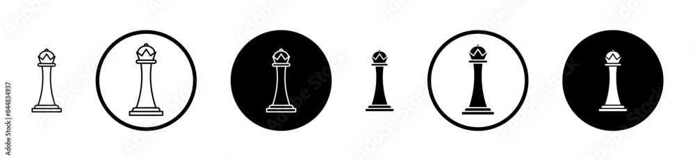 Wall mural chess queen line icon set. chess game crown piece vector icon suitable for apps and websites ui desi