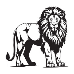 lion standing Black and White Isolated Icon silhouette vector illustration
