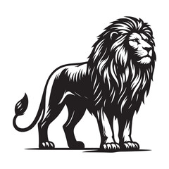 lion standing Black and White Isolated Icon silhouette vector illustration