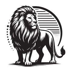 Fototapeta premium lion standing Black and White Isolated Icon silhouette vector illustration