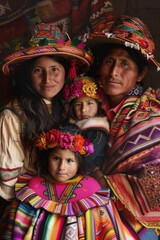 Naklejka premium a family in traditional clothing poses for a photo