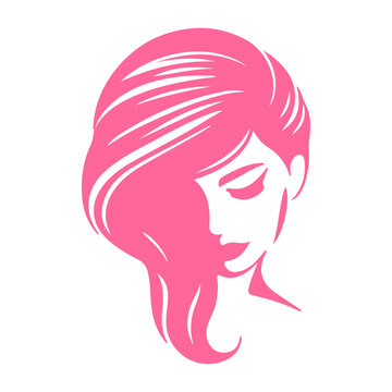 recommend clip art: Set of luxury beauty woman hair style black logo design silhouette with white background.