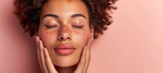 Fototapeta premium Relaxing Spa Treatment: Woman with Closed Eyes During Facial on Soft Towels with Smartphone Nearby
