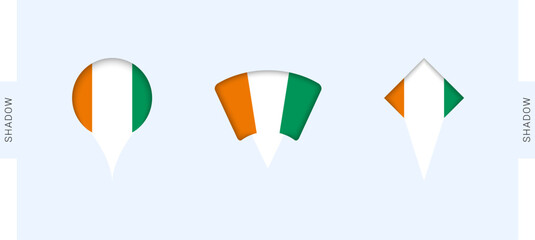 Ivory Coast Map Markers Set. Perfect for projects related to Ivory Coast, travel, geography, and international representation.