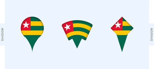 Togo Map Markers Set. Perfect for projects related to Togo, travel, geography, and international representation.