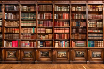 A Wall Of Books In A Classic Library Setting background