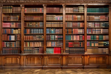 A Wall Of Books In A Classic Library Setting background
