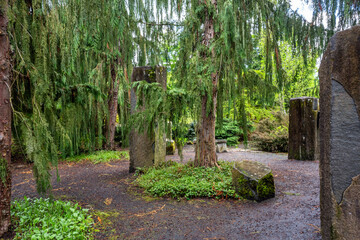 Cozy corner in the Oregon Botanical Gardens in Silverton