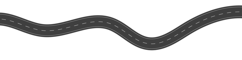 Wavy road with winding curves and horizontal path. Top view of race track and highway. Flat vector illustration isolated on white background. © Viktoria