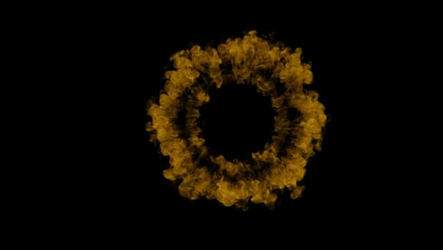 Explosion in the shape of a circle on a black background. 3D render. 