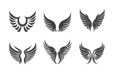 Set of wings silhouette vector illustration