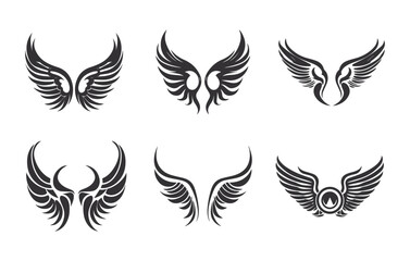 Set of wings silhouette vector illustration