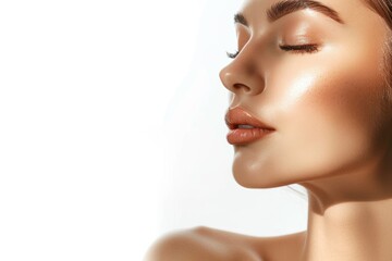 Fototapeta premium Womans profile with shimmery makeup