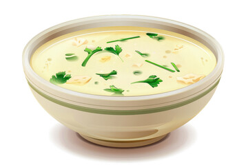 Thai food, steamed egg, watercolor picture, white background
