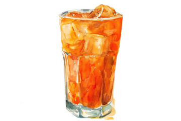 Thai drinks, watercolor pictures, white background