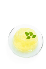 Yellow pineapple jelly isolated on white