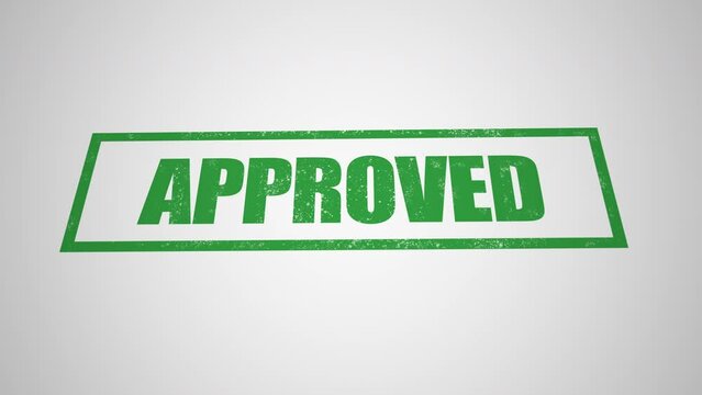 Green stamp approved business imprint animation white background