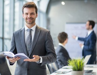 Biznesmen prowadzący prezentację w sali konferencyjnej